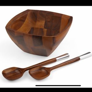 nambe’ cube salad bowl w/servers